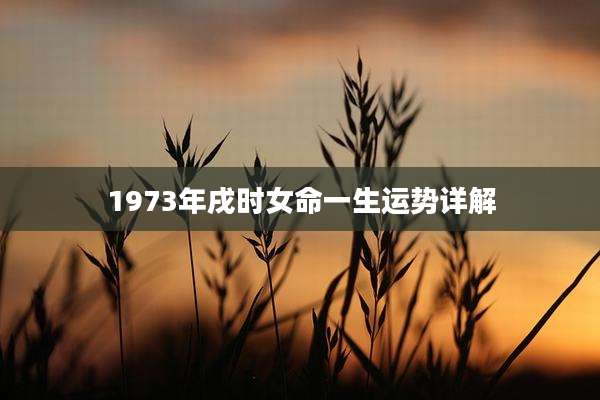 1973年戌时女命一生运势详解