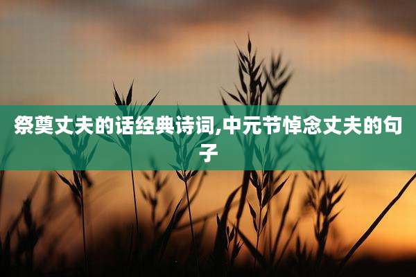 祭奠丈夫的话经典诗词,中元节悼念丈夫的句子