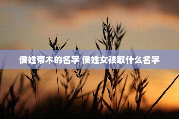 侯姓带木的名字 侯姓女孩取什么名字