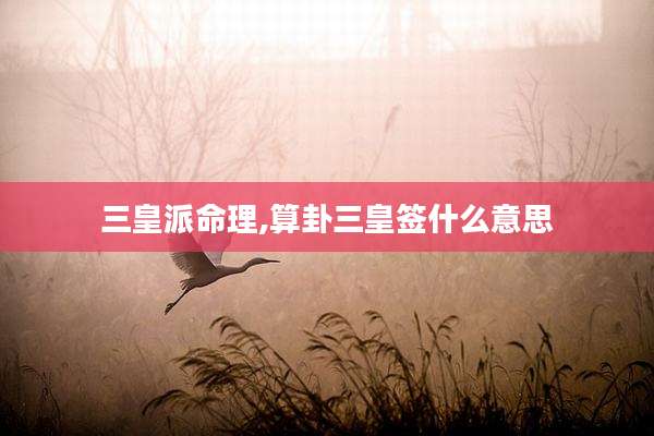 三皇派命理,算卦三皇签什么意思