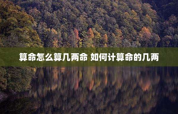 算命怎么算几两命 如何计算命的几两