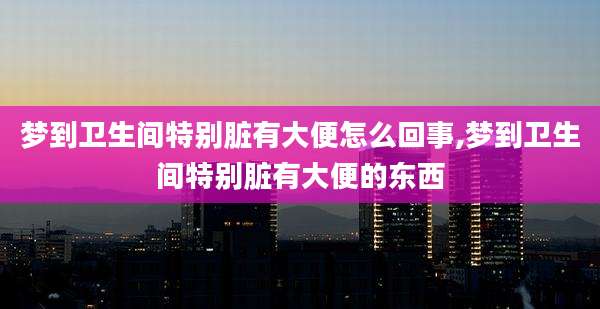 梦到卫生间特别脏有大便怎么回事,梦到卫生间特别脏有大便的东西
