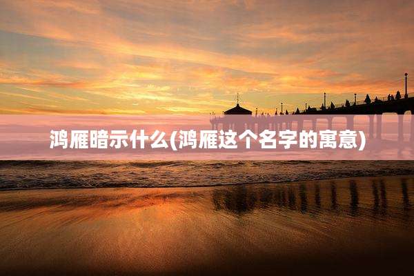 鸿雁暗示什么(鸿雁这个名字的寓意)