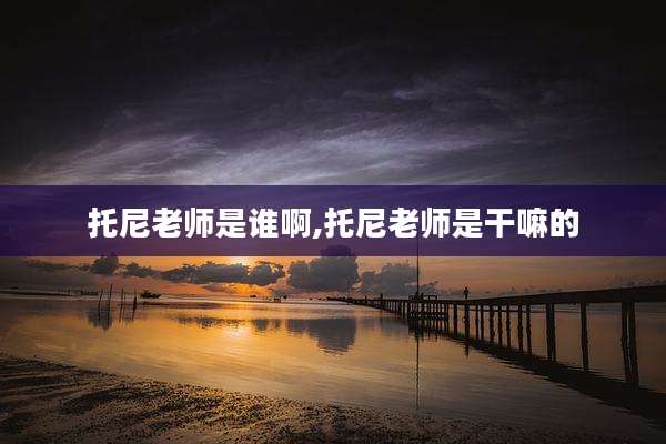 托尼老师是谁啊,托尼老师是干嘛的