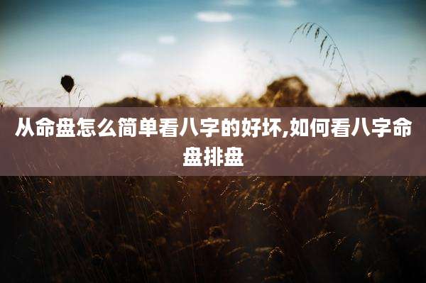 从命盘怎么简单看八字的好坏,如何看八字命盘排盘