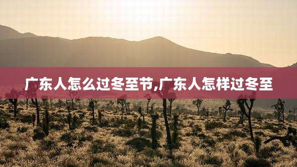 广东人怎么过冬至节,广东人怎样过冬至