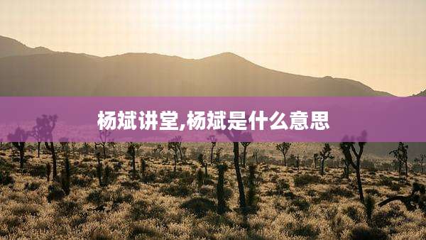 杨斌讲堂,杨斌是什么意思