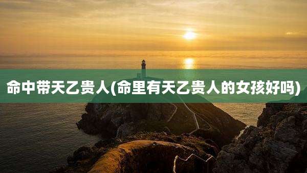 命中带天乙贵人(命里有天乙贵人的女孩好吗)