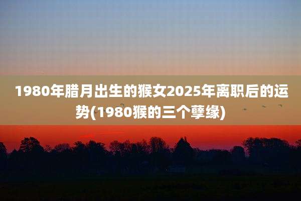 1980年腊月出生的猴女2025年离职后的运势(1980猴的三个孽缘)
