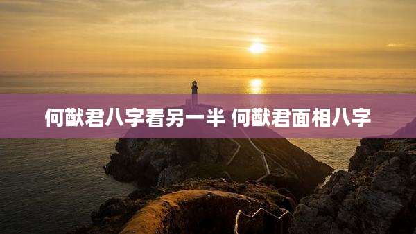 何猷君八字看另一半 何猷君面相八字