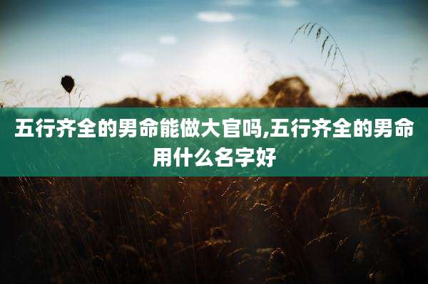 五行齐全的男命能做大官吗,五行齐全的男命用什么名字好