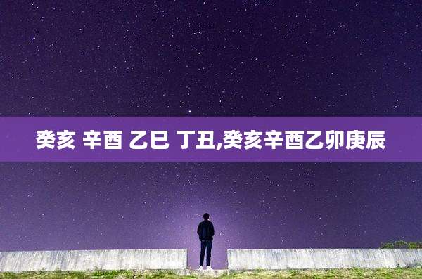 癸亥 辛酉 乙巳 丁丑,癸亥辛酉乙卯庚辰
