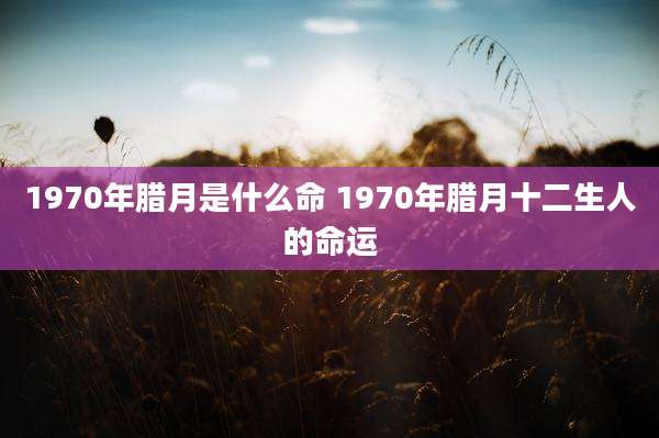 1970年腊月是什么命 1970年腊月十二生人的命运