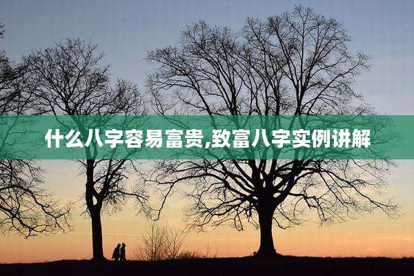 什么八字容易富贵,致富八字实例讲解