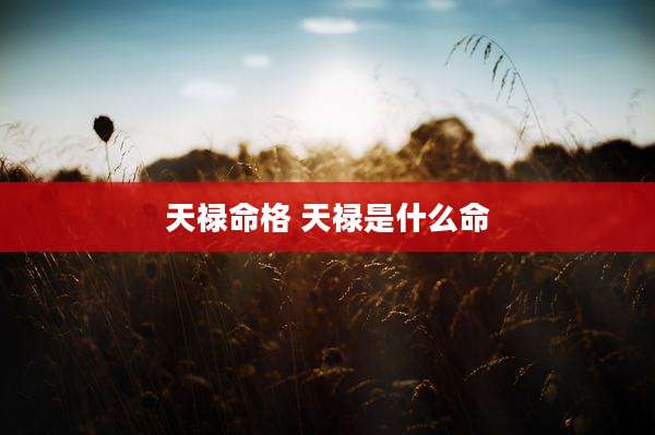 天禄命格 天禄是什么命