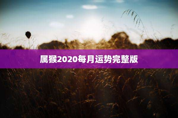 属猴2020每月运势完整版