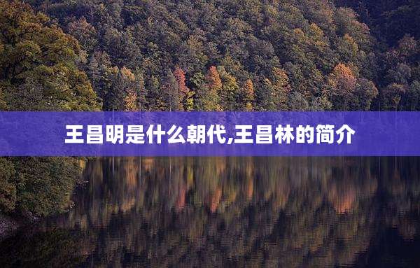 王昌明是什么朝代,王昌林的简介