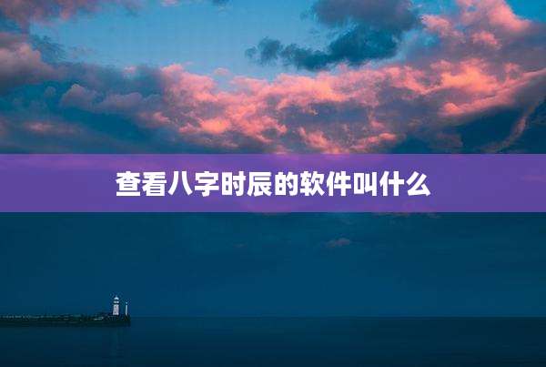 查看八字时辰的软件叫什么