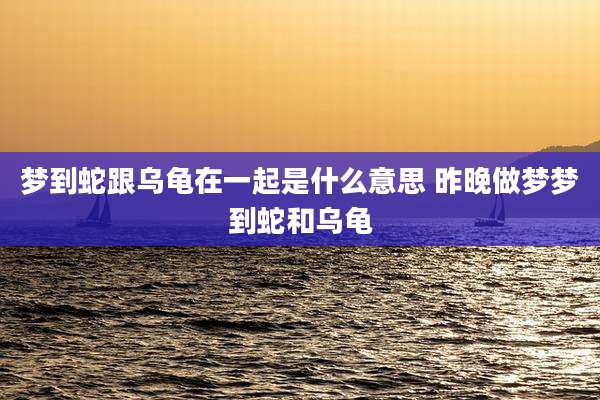 梦到蛇跟乌龟在一起是什么意思 昨晚做梦梦到蛇和乌龟