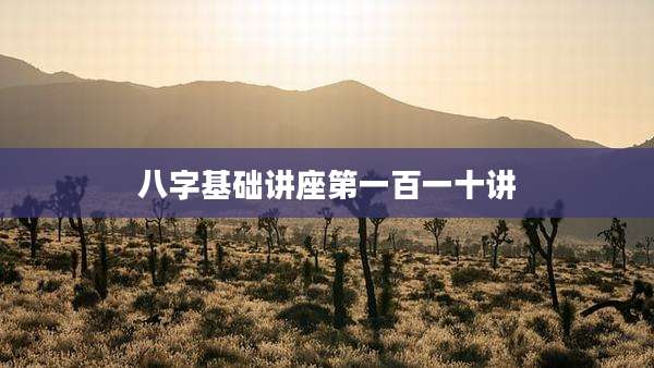 八字基础讲座第一百一十讲