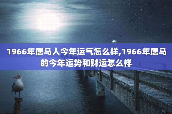 1966年属马人今年运气怎么样,1966年属马的今年运势和财运怎么样