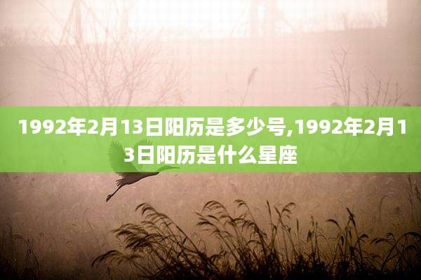 1992年2月13日阳历是多少号,1992年2月13日阳历是什么星座