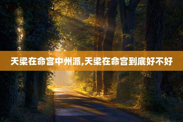 天梁在命宫中州派,天梁在命宫到底好不好