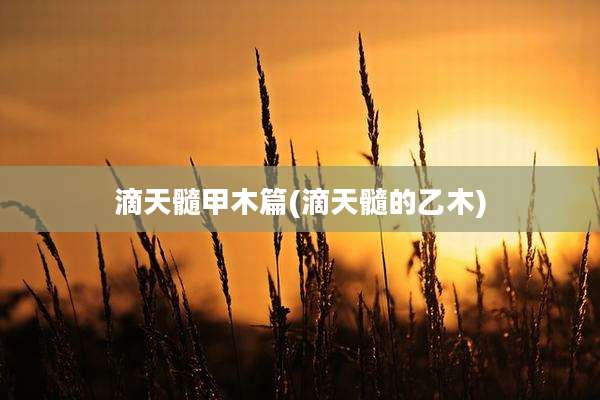 滴天髓甲木篇(滴天髓的乙木)