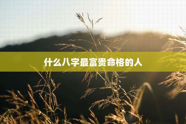 什么八字最富贵命格的人