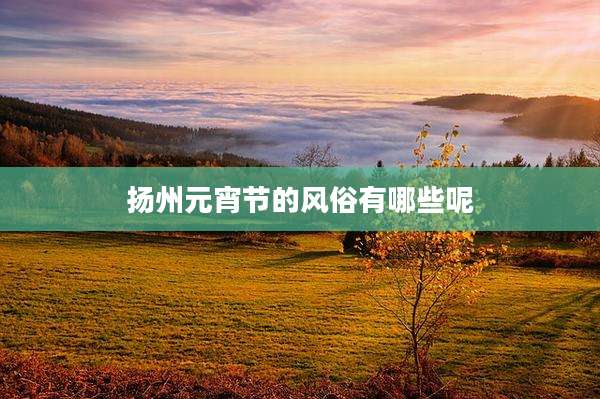 扬州元宵节的风俗有哪些呢