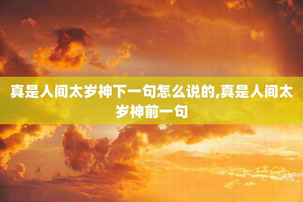 真是人间太岁神下一句怎么说的,真是人间太岁神前一句