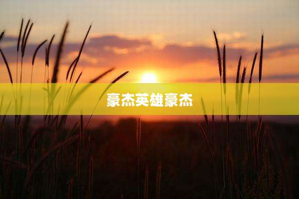 豪杰英雄豪杰