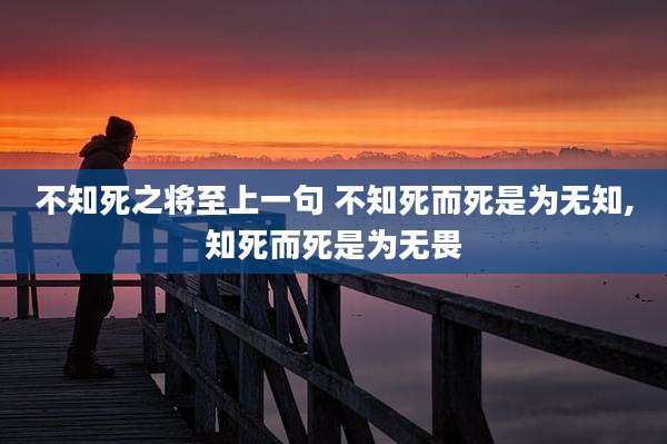 不知死之将至上一句 不知死而死是为无知,知死而死是为无畏