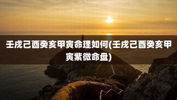 壬戌己酉癸亥甲寅命理如何(壬戌己酉癸亥甲寅紫微命盘)