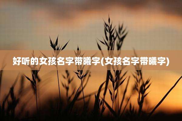 好听的女孩名字带曦字(女孩名字带曦字)