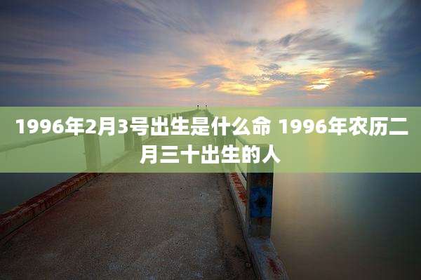 1996年2月3号出生是什么命 1996年农历二月三十出生的人