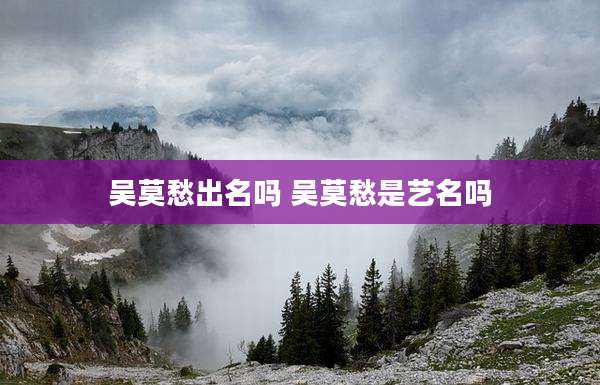 吴莫愁出名吗 吴莫愁是艺名吗