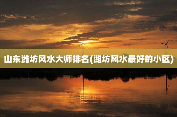 山东潍坊风水大师排名(潍坊风水最好的小区)