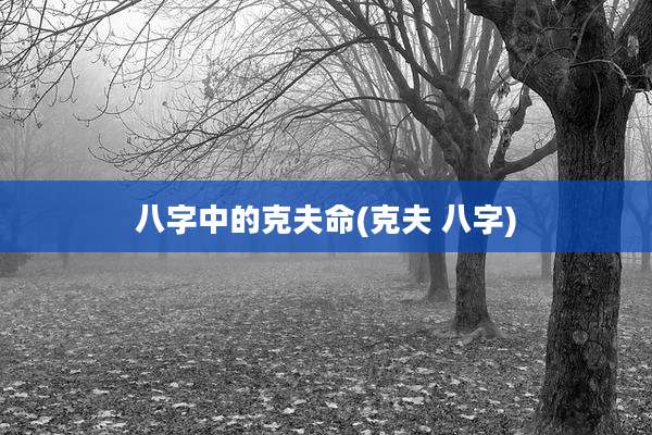 八字中的克夫命(克夫 八字)