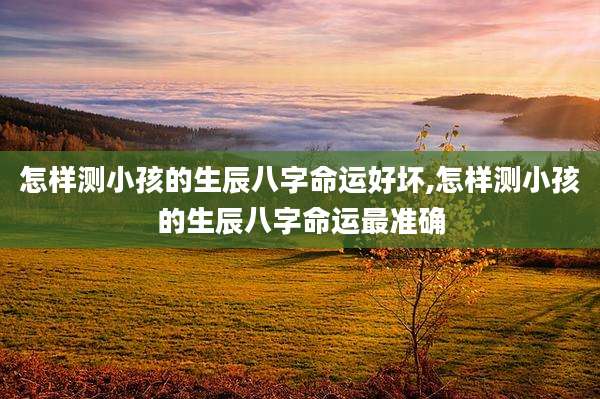 怎样测小孩的生辰八字命运好坏,怎样测小孩的生辰八字命运最准确