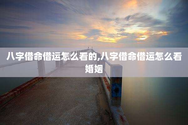 八字借命借运怎么看的,八字借命借运怎么看婚姻