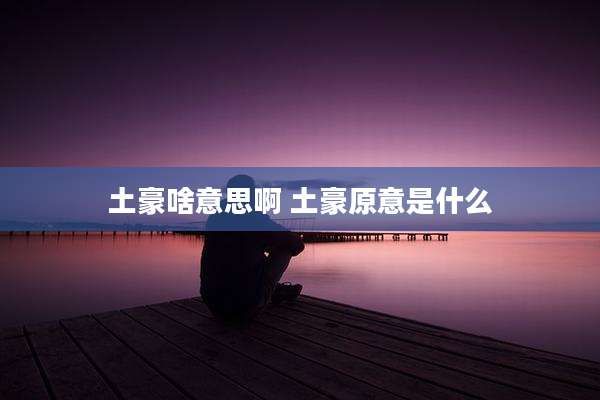 土豪啥意思啊 土豪原意是什么
