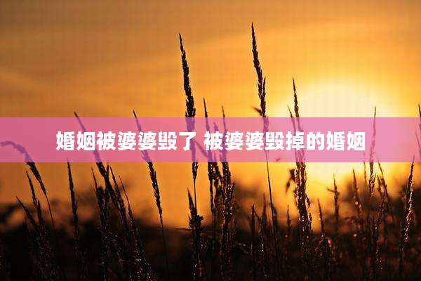 婚姻被婆婆毁了 被婆婆毁掉的婚姻