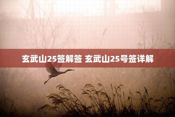 玄武山25签解签 玄武山25号签详解