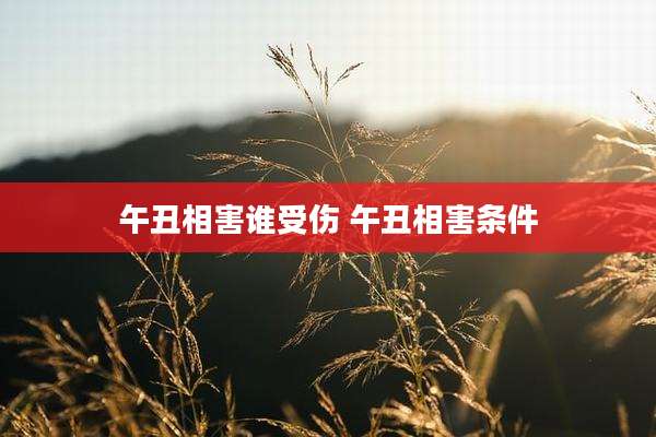 午丑相害谁受伤 午丑相害条件