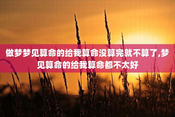 做梦梦见算命的给我算命没算完就不算了,梦见算命的给我算命都不太好