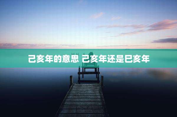 己亥年的意思 己亥年还是巳亥年