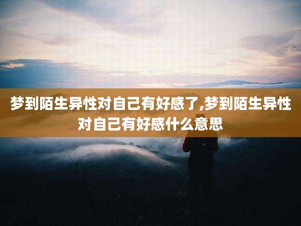 梦到陌生异性对自己有好感了,梦到陌生异性对自己有好感什么意思