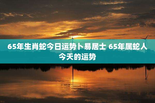 65年生肖蛇今日运势卜易居士 65年属蛇人今天的运势