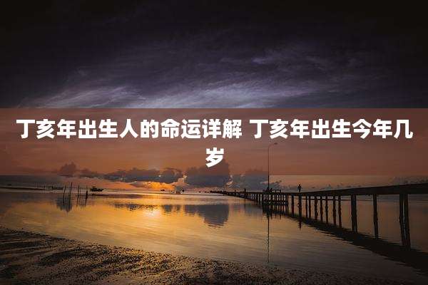 丁亥年出生人的命运详解 丁亥年出生今年几岁